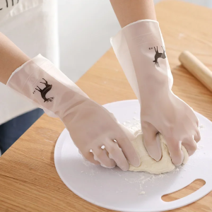 2 Pairs Female Waterproof Rubber Latex Dishwashing Gloves Kitchen Durable Cleaning Housework Chores Dishwashing Tools