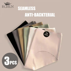 ECMLN 3Pcs/set 7A Bacteriostatic Seamless Panties for Women Mid Waist Maillard Color Briefs Soft and Comfortable Underwear M-XL