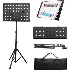 PLAYOU Music Sheet Stand Lyrics Stand Heavy Duty Music Accessories Adjustable Folding Music Stand