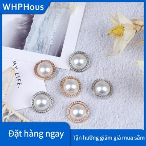 WHPHous 10pcs ngọc trai Kim Loại Shank nút cho may scrapbooking DIY Craft trang trí
