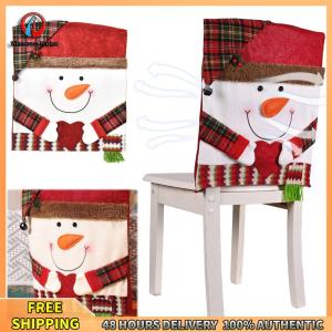 Winnereco 2 Pcs Santa Snowman Chair Back Cover Xmas Dining Chair Covers Dinner Chair Seat Cover Christmas Chair Decorations