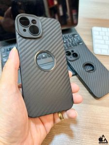 Premium Ultra Black Doff Carbon Lubang Logo iPhone 15 14 13 12 11 Pro Max Plus XR X Xs Max 7+ 8+ Hitam Soft Case Matte Dove BlackDoff Doff Cover Hole Logo Bulat Apple Silikon Silicone Jelly Accessories