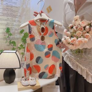 🌺👗🌸【2025 NEW】เดรสเด็กหญิงลายดอกไม้แขนกุด เจ้าหญิงน่ารัก ผ้าบางเบาเหมาะสำหรับซัมเมอร์