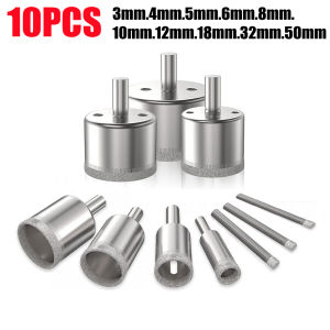 【COD + local seller】10pcs Hole Saw Diamond Drill Bit Tile Marble Glass Ceramic Hole Saw Drilling Bits For Power Tools 3-50mm Hollow Core Drill Bit Set for Diamond Coating