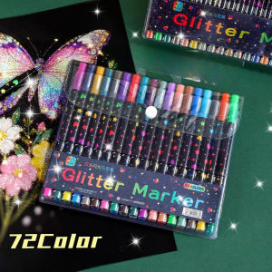 Glitter Marker Pen Dual Tip Sparkle Ink Multi Surface Kids Art Coloring Craft School 12/24/36/48pcs