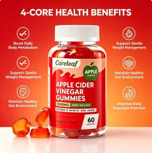 Careleaf 1000mg Apple Cider Vinegar Gummies Support Gut Health & Metabolism 60 Gummies