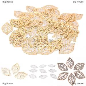 [COD] Big House 50PCS Charm Filigree Hollow Leaves Pendant DIY Jewelry Making Leaves Metal Craft
