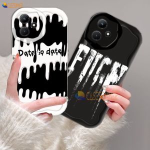 (Lokal Ready) Casesummer Casing hp Infinix Smart 8 Note 30 Hot 30i Note 12 G96 Hot 12 Play 11 Play 9 Play 10 Play Smart 5 Smart 6 Smart 7 Hot 20S 3D Bergelombang Melengkung Tepi Glossy Graffiti Huruf Inggris Ice Cream Case