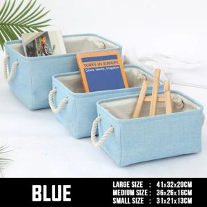 Foldable Linen Storage Bag - Small Medium Large - Non-Woven Organiser Basket - Wardrobe Clothing Clothes Organizer Box Container Toys Multipurpose Portablewith Sturdy Cotton Handles