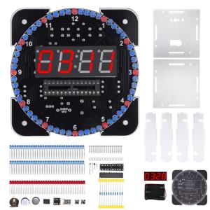 Complete Digital Clock Making Set with Plastic Case Holder Features Time Temperature Display Alarm for Home