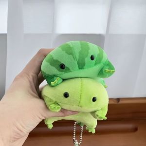 LUSIT Anime Green Frog Plush Keychain Cartoon Pendant Soft Frog Plushie Soft Plush Fluffy Frog Figurine