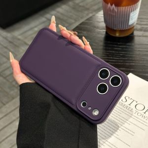 Luxury Solid Silicone Soft Shockproof Phone Case for iPhone 17 16 15 14 13 Pro Max Bumper Armor Candy Bright Color Airbag Cover