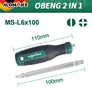 MONAKE Alat Jerman 2in1 Minus/Obeng Magnet CRV 3 Inch/4 Inch/5 Inch Multifungsi Plus Screwdriver/Chrome Vanadium