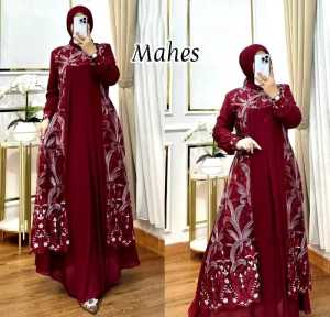 Mahes Dress Ceruty Apk Bordir Dress dewasa terbaru 2025 Gamis brukat elegan Dress kondangan terbaru
