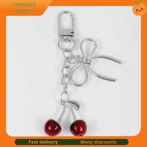 ❣️❣️❣️ Red Cherry Keychain Chain Bowknot Charm Pendant Keyring Jewelry For Girl Women Gift Bag Decoration