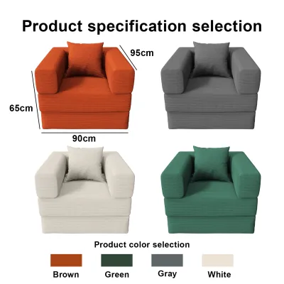 DreaME Furniture Folding Sofa Bed 4in1 Convertible Sofas with Pillow Back Support Armrest Comfy Foldable Sofa Bed Compressed Sofa in Box Corduroy Fabric for Living Room Bedroom