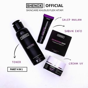 Shenox Skincare 4 in 1 Sabun Exfoliating Cream Uv Black Toner Dan Salep Night Penghilang Flek Hitam
