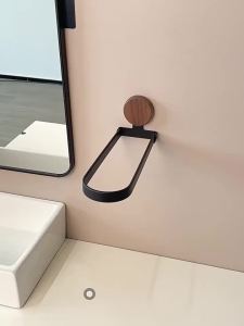 FFBH Punch Free Bathroom Towel Bar Foldable Wall Mounted Toilet Paper Holder Space Saving Towel Rack Bathroom Organizer Decor T4N8K