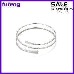 fufeng Color Personality Punk Arm Ring Serpentine Metal Hollowed Out Multi-layer Smooth Bracelet Arm Ring For Women Jewelry