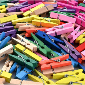 50pcs Natural & Colourful Mini Wooden Clips for Clothespins Decorative Photos Papers