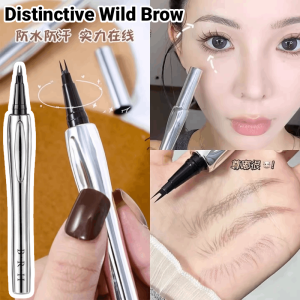 【Distinctive Wild Brow】Waterproof 2 Fork Tip Eyebrow Tattoo Pencil Dual-ended Brow Pencil Thin Liquid Lying Silkworm Brow Pen