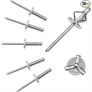 VERMILL 50pcs Silver Folding Blind Rivet 3.2mm 4.0mm 4.8mm Round Head Aluminum Alloy Rivet Durable Tri-fold Exhaust Rivets