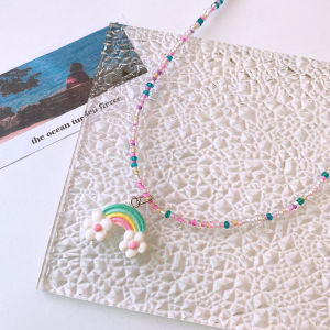 Colorful bead necklace playful cartoon cute childrens butterfly love collarbone chain girls accessory