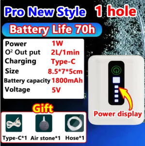 Dual Air Pump Aquarium 1800mAh USB Wireless 70h Battery Life No Noise Fish Tank Oxygen For Aquarium