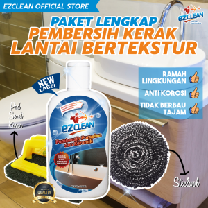EZCLEAN Paket Pembersih Lantai Bertekstur (PORCELAIN CLEANER + BLACK PAD + STEELWOOL / Sabut Kawat) Pembersih Kerak Air & Sabun Porselen & Keramik Kamar Mandi