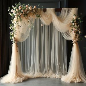 CHUN053634 1/3/5/8/10meters Wedding Tulle White Pink Sheer Photography Backdrop Decor DIY Arch Draping Fabric Birthday Party Wedding