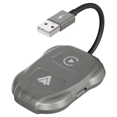 Apple CarPlay and Android Auto Wireless adapter . Converts wired Apple CarPlay and Android Auto to wireless connections supports online updates，plug-and-play