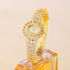 MISSFOX womens watch fashionable and exquisite ins style gold vintage copper inlaid zircon high quality women watch