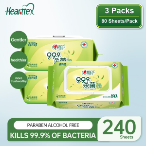 【Pure Care】 【3/6Packs】心相印Hearttex Antibacterial Wet Wipes 80 Sheets Alcohol-Free Personal Cleansing Wipes
