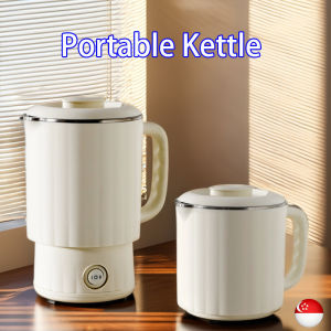 ❤SG Stock❤ 800ml Electric Kettle Portable Kettle Travel Double Layer Anti-Scalding 304 Stainless Steel Water Kettle