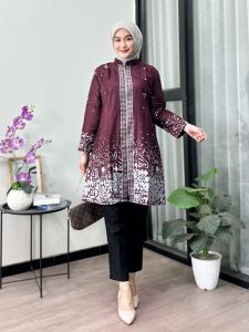 Tunik Batik Wanita New Model Kombinasikan Polos Velvet Real Motif Terbaru / Kain Katun Halusan / Seragam Kantor/ Motif keren Sesuai / Motif terbaru/ Batik casual dan Resmi/ seragam pernikahan/ seragam partai/ COD INDONESIA/ BAYAR DITEMPAT / Best Produk