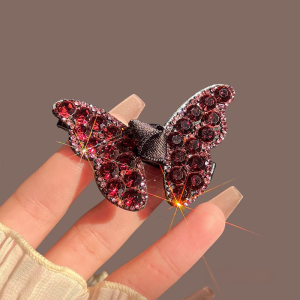 【กลุ่มคนเปล่งประกาย】กิ๊บติดผมรูปโบว์ผีเสื้อประดับเพชรสวย