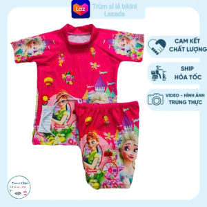 { XÃ HÀNG} Bộ bơi bộ áo quần tắm mưa cho bé gái tay ngắn quần đùi có dây rút eo(size 12 đến 40 ký)đủ màu