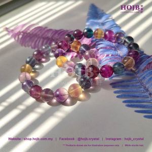 HOJB Natural High Grade Rainbow Fluorite 6A Beads Bracelet 11-11.5mm 聚寶軒天然优质彩虹萤石6A水晶手串11-11.5mm