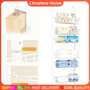 Multi-Functional 6-Tier Over The Door Storage Box with Removable Spice Racks for Kitchen and Pantry Organization