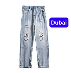 QUẦN JEAN NAM CHẤT BÒ SIÊU CO GIÃN XANH KHÓA CHÂN VÁ CARO 0061 MÙA THU ĐÔNG 2024 - DUBAI FASHION