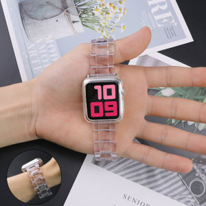 Resin Watch Strap Compatible with Apple Watch Ultra 2 49mm Transparent Steel Strap iWatch Series 9/8/7/6/5/4/3/se 2 Watchband 45mm 41mm 40MM 44MM 42mm 38mm