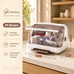 DINEEASY Dish Rack With Cover Dust-proof Dish Drain Organizer Kitchen Storage Bowl Rack Cup Storage