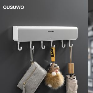 Thanh Móc Treo Đồ 6 Móc OUSUWO Treo Đồ Đa Năng Thông Minh  Dán Cánh Cửa Siêu Chắc