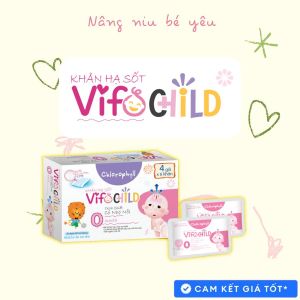 Khăn lau hạ sốt Vifochild Hộp 4 gói Thải nhiệt hạ sốt chuẩn Nhi Khoa Làm mát cơ thể cho bé