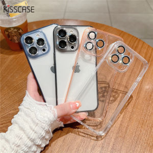 【With Diamond Lens Films】KISSCASE For iPhone 13 Pro Max High Transparent Not Turn YellowWith Tempered Glass Camera Films All-Inclusive Clear Protection Phone Case For iPhone 13 12 Pro Max Soft TPU Hard PC Shockproof Cover