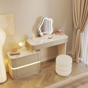 [CozyNest ]【SG】Dressing Table Vanity Table Makeup Table Dresser Table Storage Cabinet Cream Style Drawer Ambience Light