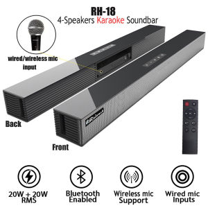 Karaoke Soundbar TV Speaker with Microphone Powerful Bluetooth Sub-woofer Speakers for Smart TV Wall Mount Home Theater