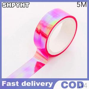 SHPYHT เทปกาวแวววาวโฮโลแกรม RG ปริซึม500ซม. ห่วงยิมนาสติกลีลาอุปกรณ์ตกแต่งฟิตเนสทำสมุดภาพด้วยตัวเอง