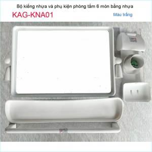 [HCM]Kiếng nhựa 6 món KAG-KNA01 Bộ phụ kiện gương soi bọc nhựa trắng phòng tắm trường học gia đình