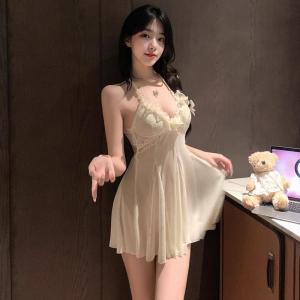 SatisfClothe 💞💞 ชุดยั่วผัว ครีม ชุดนอนกระโปรง เว้าหลัง ชุดซีทรูเซ็กซี่ ใส่สบาย พร้อมส่งจากไทย